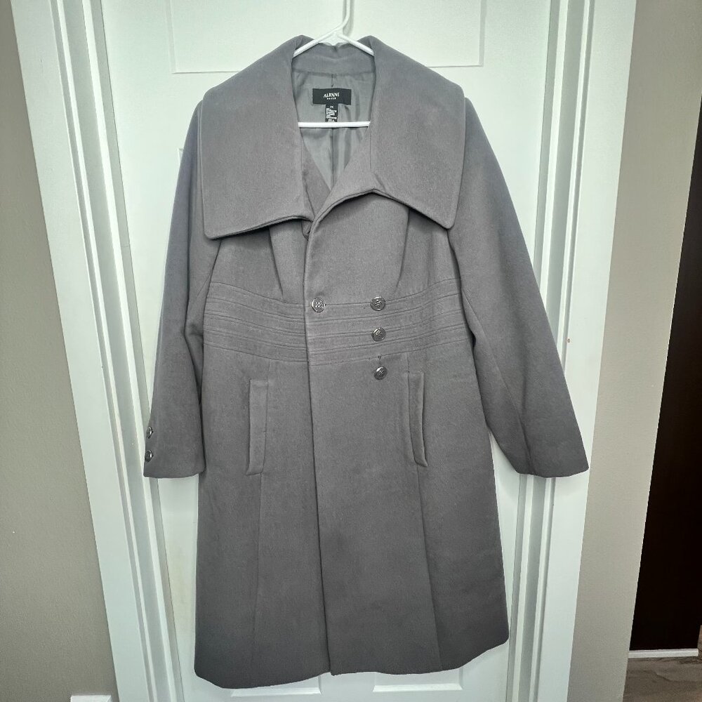 Gray Women's 1X Pea Coat Alfani  - Winter Coat with Buttons & Pockets -Good